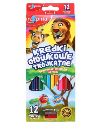 KREDKI OŁÓWKOWE TROJKĄTNE 12 KOL INSPIRI