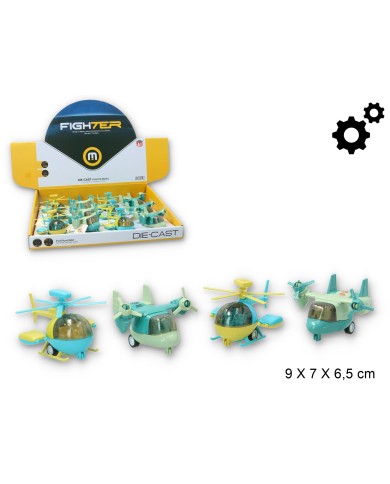 SAMOLOT HELIKOPTER METAL KOLOROWY DISP.