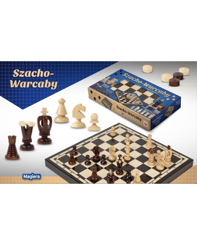 GRA SZACHO WARCABY DREWNIANE PUDEŁKO