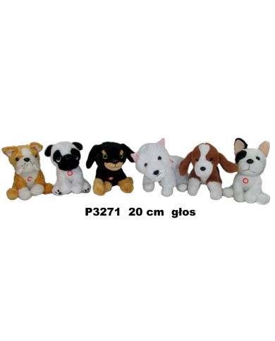 PIES Z GŁOSEM SIEDZĄCY 20 CM MIX