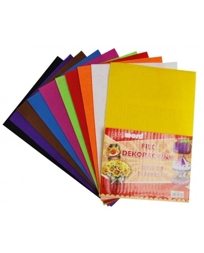 FILC DEKORACYJNY A-4 MIX KOLOR. 10 ARK.