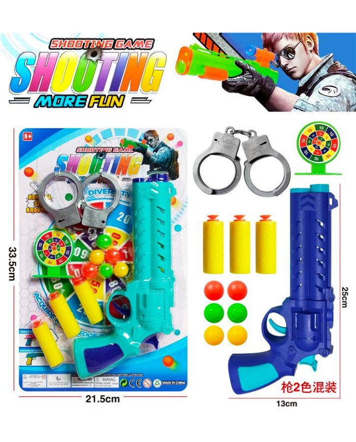 PISTOLET Z TARCZĄ I KAJDANKAMI BLISTER