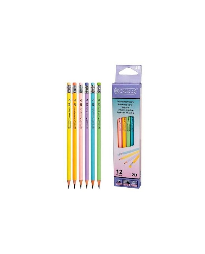 OŁÓWEK Z GUMKĄ PASTEL 2B PUD. /12SZ/