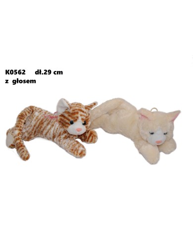 KOT LEŻĄCY Z DŹWIĘKIEM 28 CM
