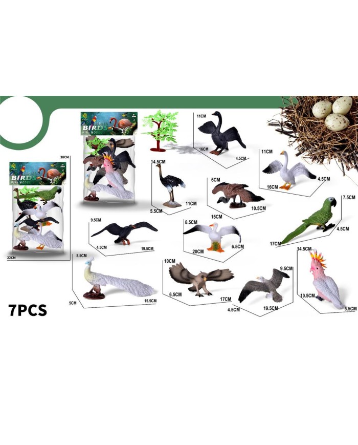 PTAKI GUMOWE 12 SZT BIRDS WOREK