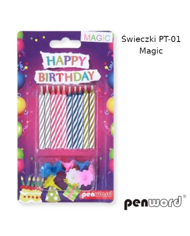 ŚWIECZKI URODZINOWE 12 SZT MAGIC BLISTER