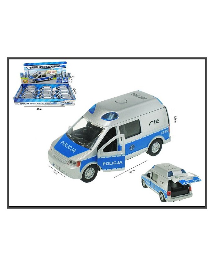 AUTO METAL VAN POLICJA  Z GŁ. 14 CM