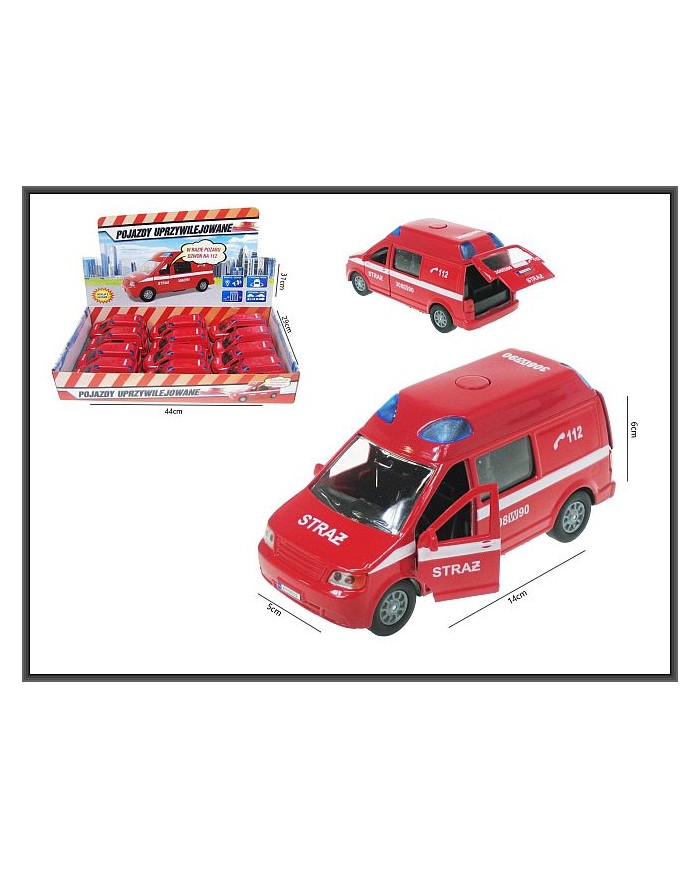 AUTO METAL VAN STRAŻ POŻARNA Z GŁ. 14CM
