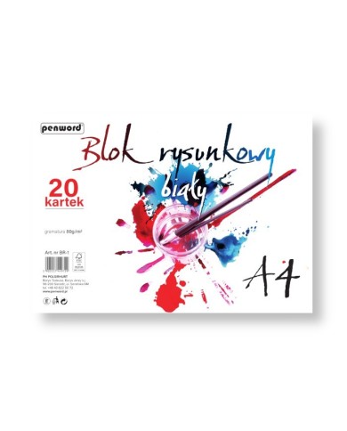 BLOK RYSUNKOWY A4 BIAŁY 80g 20 KART POL