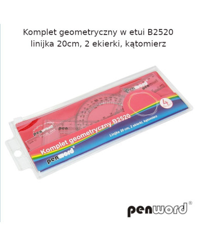 KOMPLET GEOMETRYCZNY W ETUI LINIJKA 20cm