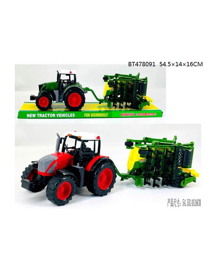 TRAKTOR Z MASZYNĄ ZIEL. 50 CM KLOSZ