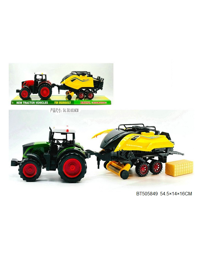 TRAKTOR Z MASZYNĄ ŻÓŁTA 50 CM KLOSZ