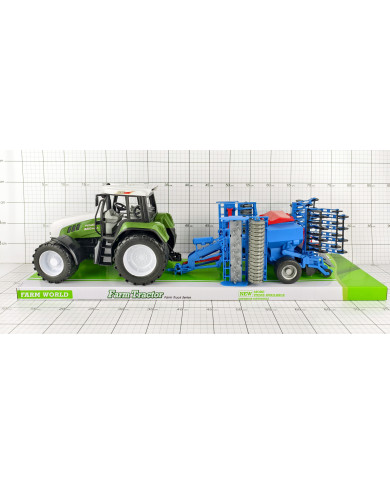 TRAKTOR Z MASZYNĄ NIEBIESKĄ 70 CM KLOSZ