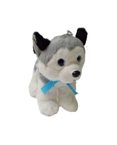 PIES HUSKY NIEBIESKA WSTĄŻKA 25 CM
