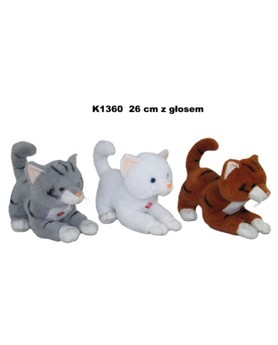 KOT SIEDZĄCY PRĘGOWANY 3 KOL GLOS 26 CM