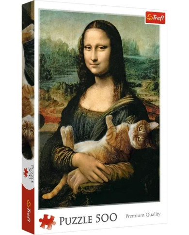 PUZZLE TREFL 500 EL MONA LISA Z KOTEM