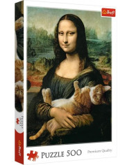PUZZLE TREFL 500 EL MONA LISA Z KOTEM