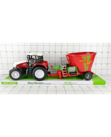 TRAKTOR Z MASZYNĄ CZERWONĄ 70 CM KLOSZ
