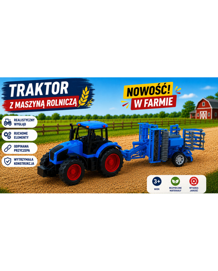 TRAKTOR Z MASZYNĄ NIEB. 55CM 666-226 KL.