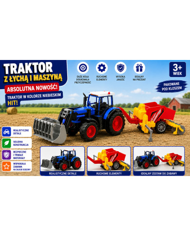 TRAKTOR Z ŁYCHĄ I MASZ. 55 CM 666-363 KL