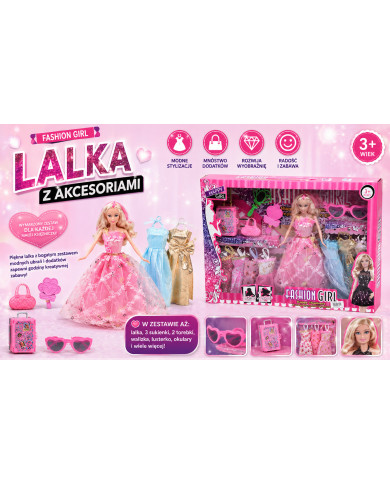 LALKA 8 SUKIENEK Z AKCESORIAMI MODERN