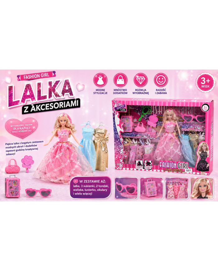 LALKA 8 SUKIENEK Z AKCESORIAMI MODERN