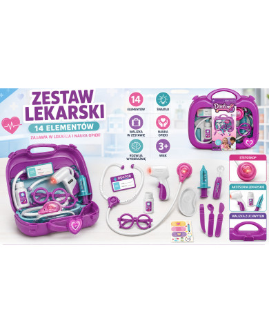 LEKARZ WALIZKA FIOLETOWA NA BATERIE