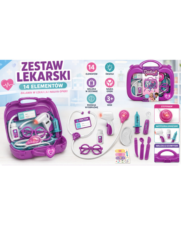 LEKARZ WALIZKA FIOLETOWA NA BATERIE