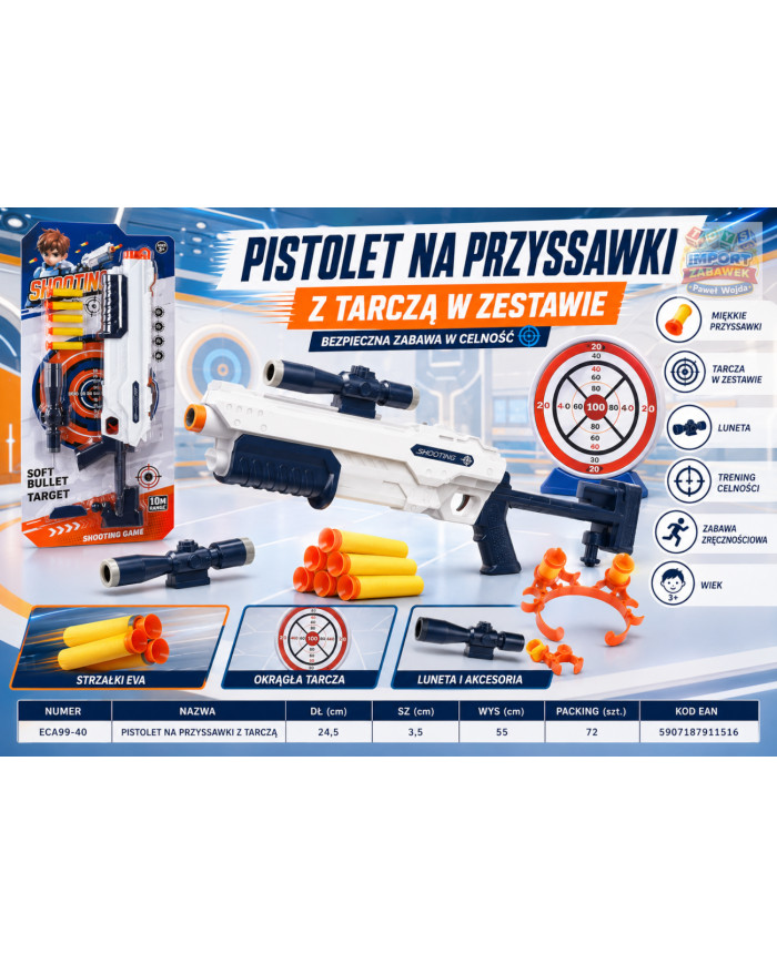 PISTOLET NA STRZAŁKI Z TARCZĄ BL.