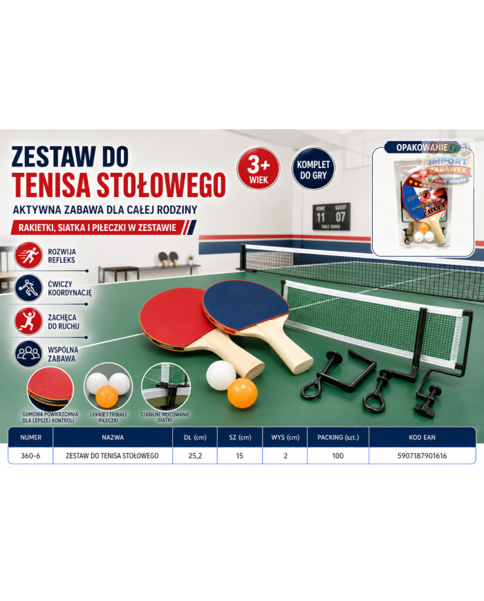 ZESTAW DO TENISA STOŁOWEGOZ SIATKA PLEXI